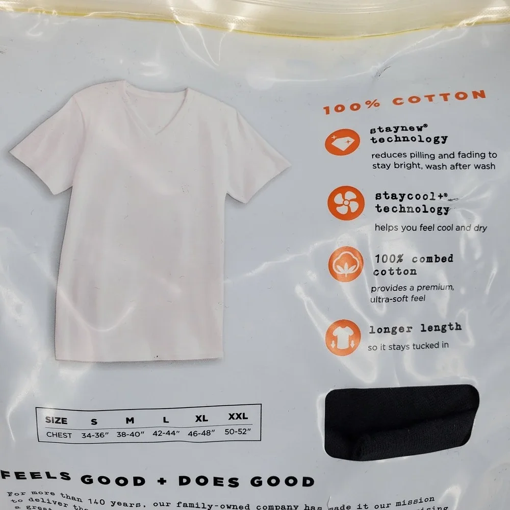 Jockey Generation Mens Small Black V Neck T-Shirts 4‎ Pack StayNew Cotton 006993